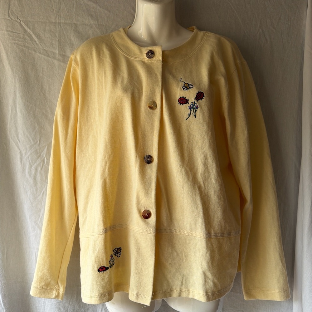 Agenda Light Yellow Embroidered Blazer